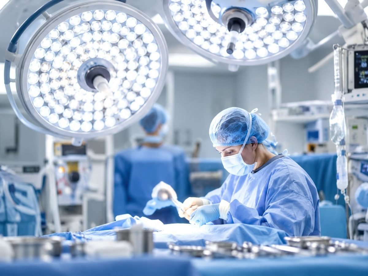 Surgical team working in an operating theatre