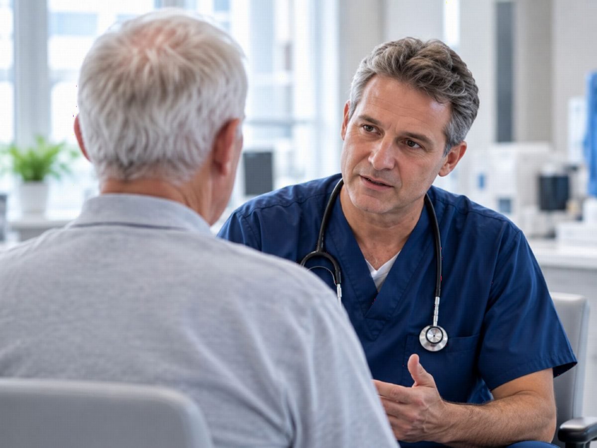 Consultant talking with a patient